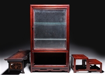 Group of Three Japanese Wooden Display Case & Stands