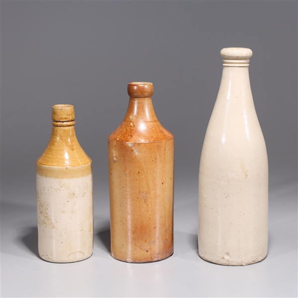 Group of Three Antique German Ceramic Bottles