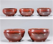 Five Chinese Sang de Boeuf Glazed Ceramic Bowls