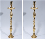 Pair Large Indian Brass Candle Holders