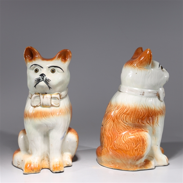 Pair of Antique Porcelain Cats