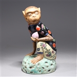 Early 20th Century Chinese Famille Rose Enameled Porcelain Monkey