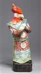 Chinese Gilt & Famille Verte Enameled Porcelain Rooster-Headed Statue