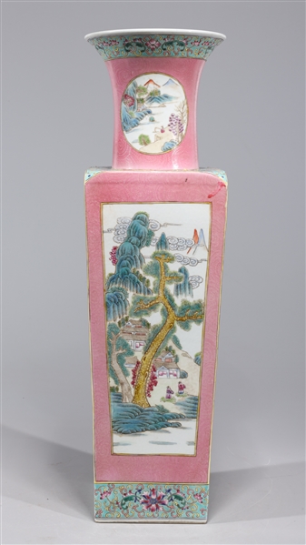 Large Chinese Famille Rose Enameled Porcelain Vase