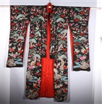 Antique Silk Large Japanese Kimono with Silver Thread