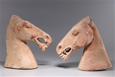 Two Chinese Early Style Ceramic Horse Heads