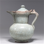Chinese Crackle Glazed Celadon Covered Porcelain Ewer