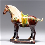 Antique Chinese Sancai Glazed Porcelain Horse
