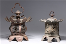 Two Antique Japanese Metal Lanterns