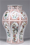 Chinese Faceted Famille Verte Enameled Porcelain Vase