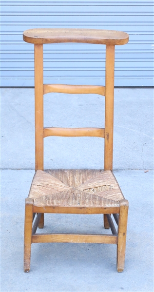 Old Wood & Whicker Prayer Chair