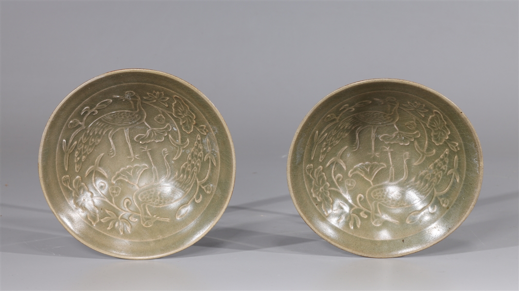 Pair of Chinese Celadon Glazed Bowls
