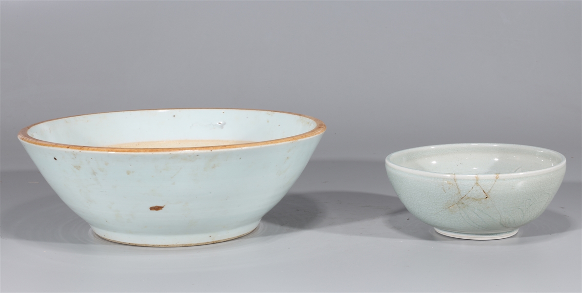 Two Korean celadon glazed ceramic bowls