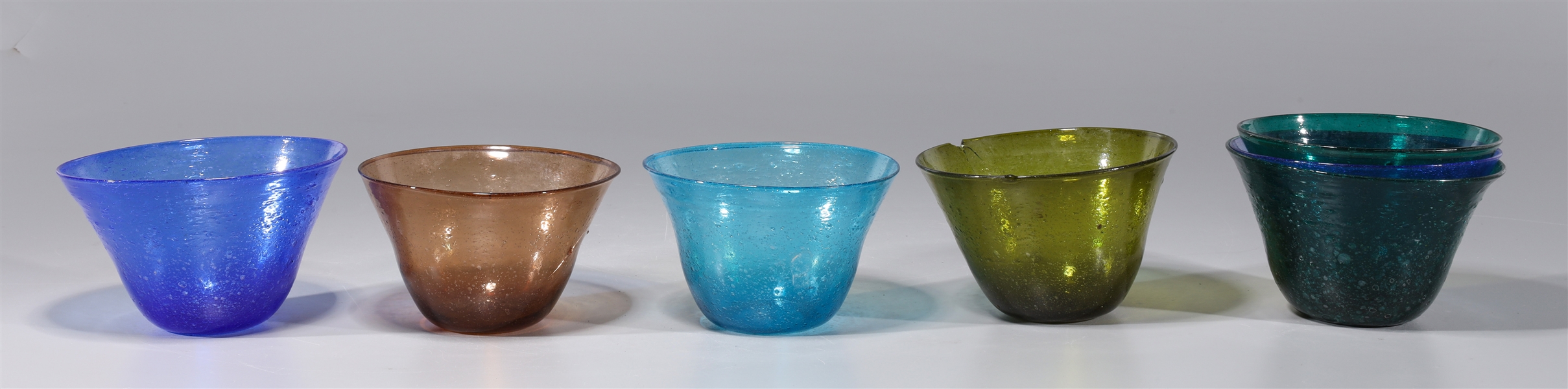 Group of Seven Hand Blown Glass Bowls