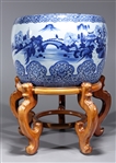 Large Japanese Blue & White Porcelain Hibachi