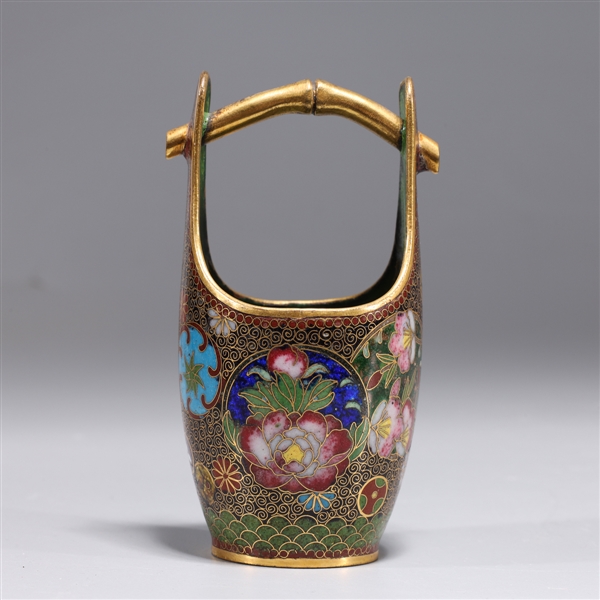 Japanese Cloisonne Meiji Period Metal Basket