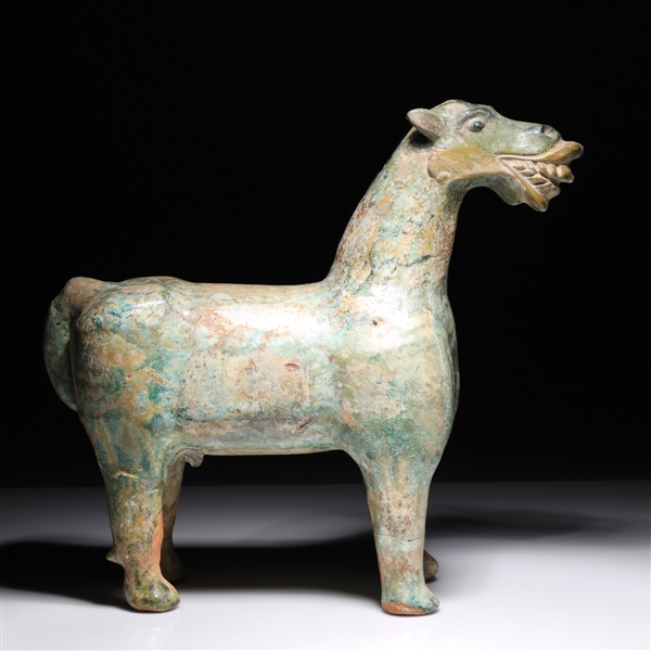Chinese Green Glazed Han Dynasty Pottery Horse
