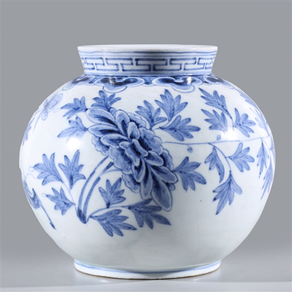 Finely Painted Korean Blue & White Porcelain Jar