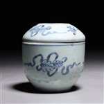 Korean Blue & White Porcelain Covered Cosmetic Jar