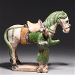 Chinese Ming Dynasty Glazed Ceramic Horse & Attendant