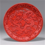 Chinese Red Lacquer-like Dragon Dish