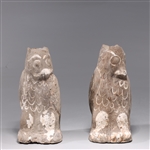 Pair Chinese Han Dynasty Owl Ceramics