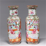 Pair 19th Century Chinese Famille Rose Porcelain Vase