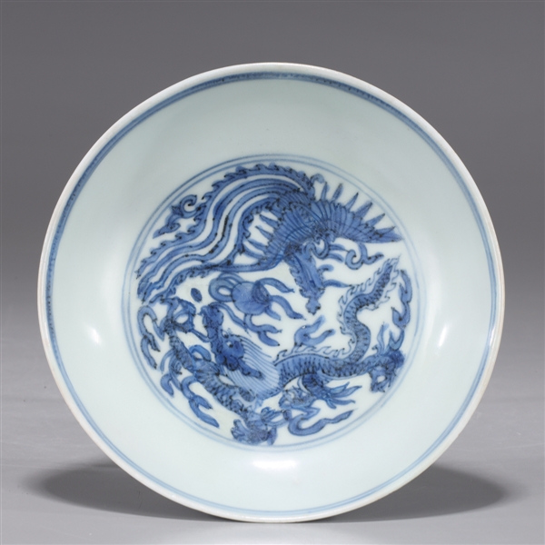 Chinese Longqing Period Ming Dragon & Phoenix Dish