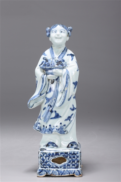 Chinese Blue & White Porcelain Figure