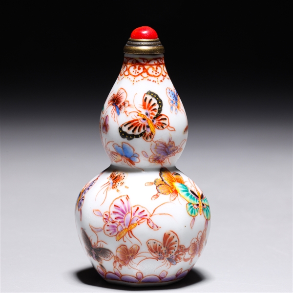 Chinese Porcelain Snuff Bottle with Butterflies