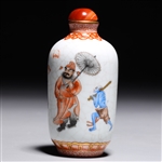 Chinese Enameled Porcelain Snuff Bottle with Figures