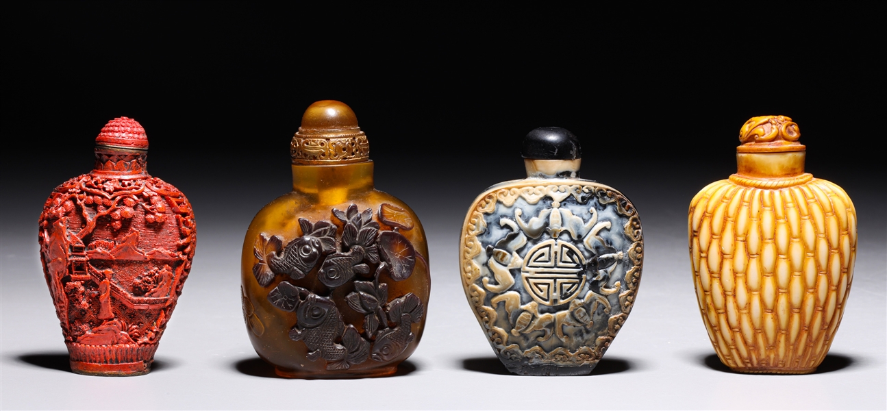 Four Chinese Composite Snuff Bottles