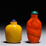Two Chinese Swirled Beijing Glass Snuff Bottles
