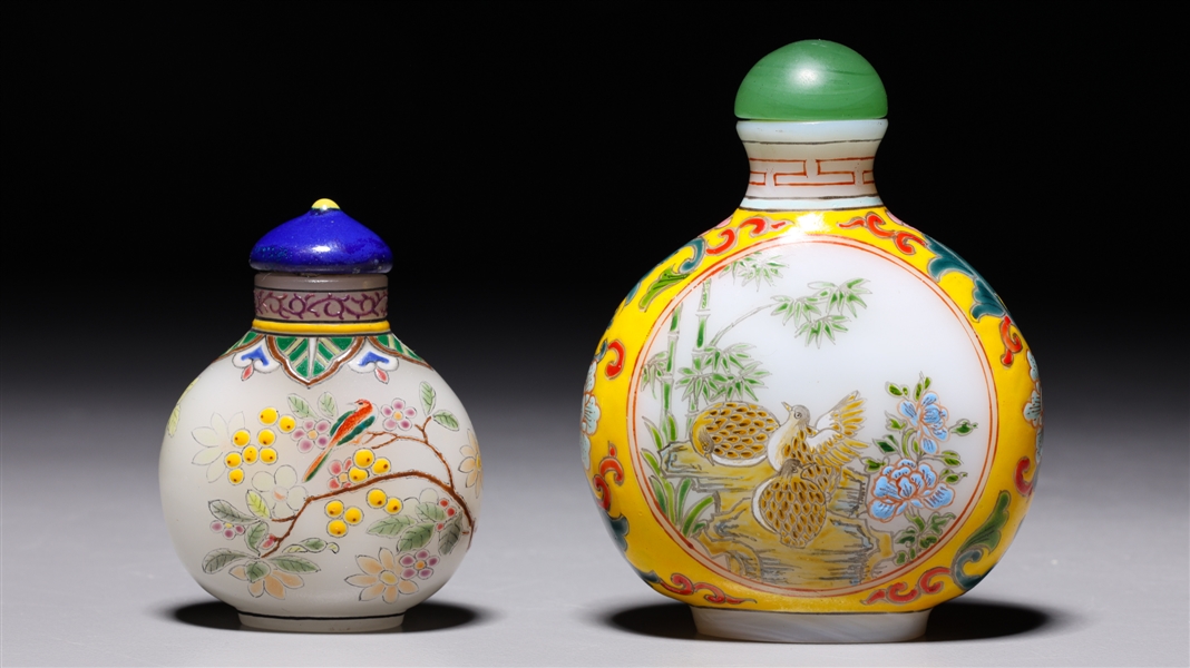 Two Chinese Enameled Glass Snuff Bottles