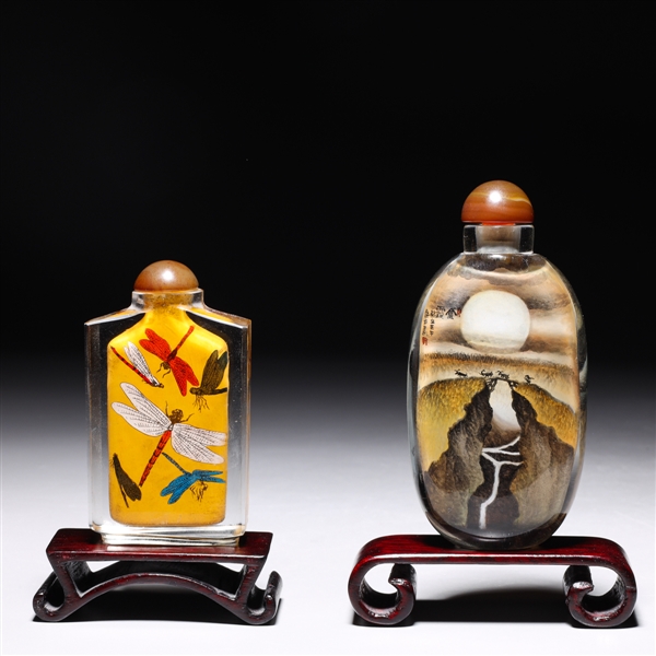 Two Chinese Inside Painted Glass Snuff Bottles