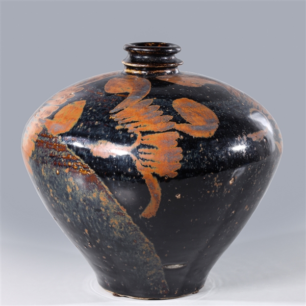 Chinese Black Glazed Russet Painted Jin Dynasty Jar