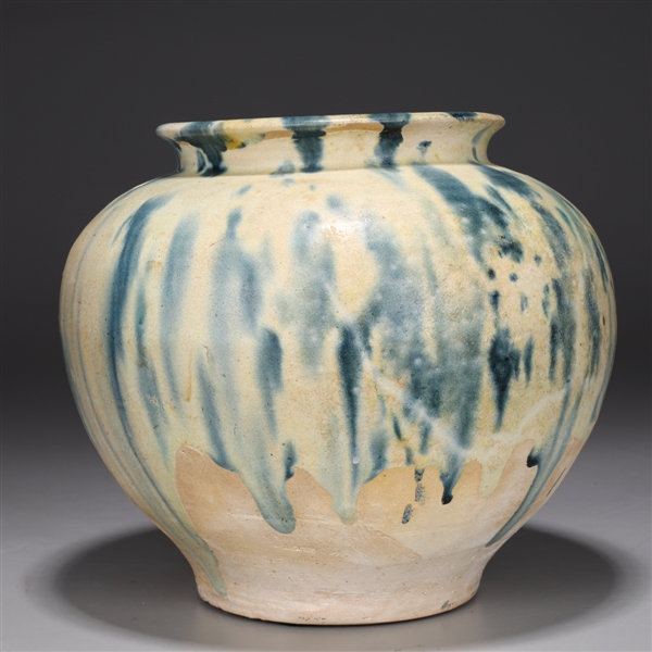 Chinese Tang Dynasty Blue Splash Glazed Vase
