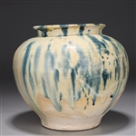 Chinese Tang Dynasty Blue Splash Glazed Vase