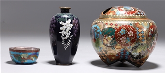Three Antique Japanese Enameled Cloisonnes