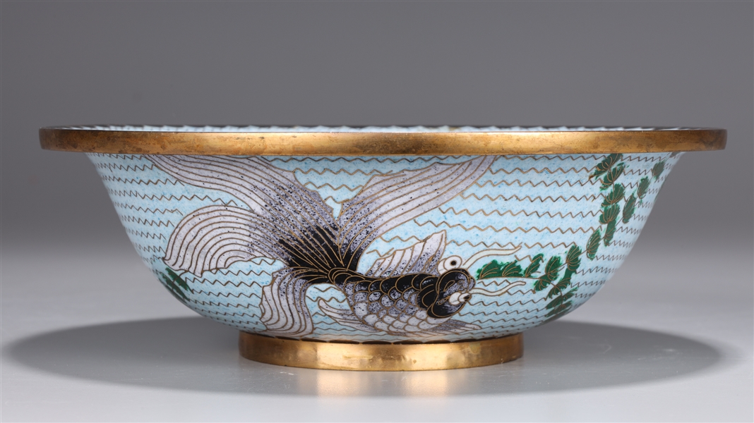 Japanese Cloisonne Bowl w/ Gold Fish Motif