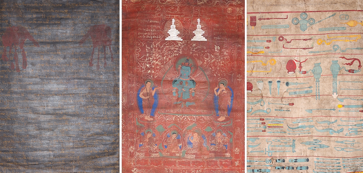 Three Sino-Tiebetan Painted Thangkas