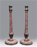 Pair of Meiji period Japanese lacquer wood candlesticks