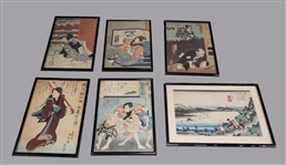 Group of 6 Various Framed Japanese Woodblock Prints