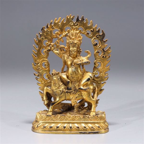 Sino-Tibetan Gilt Bronze Mahakala Figure