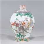 Chinese Famille Verte Enameled Porcelain Covered Vessel