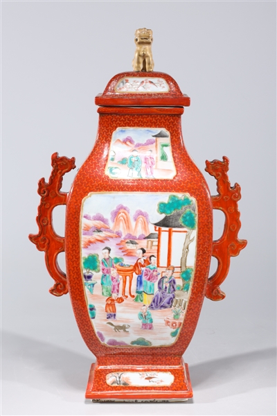 Chinese Export Style Covered Porcelain Vase