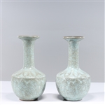 Two Chinese Celadon Porcelain Bottle Vases