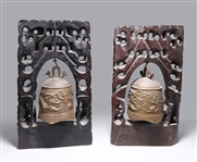 Pair Antique Japanese Bronze Bells