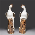 Pair of Chinese Porcelain Phoenix Bird Statues