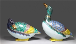 Pair Japanese Kutani Porcelain Ducks